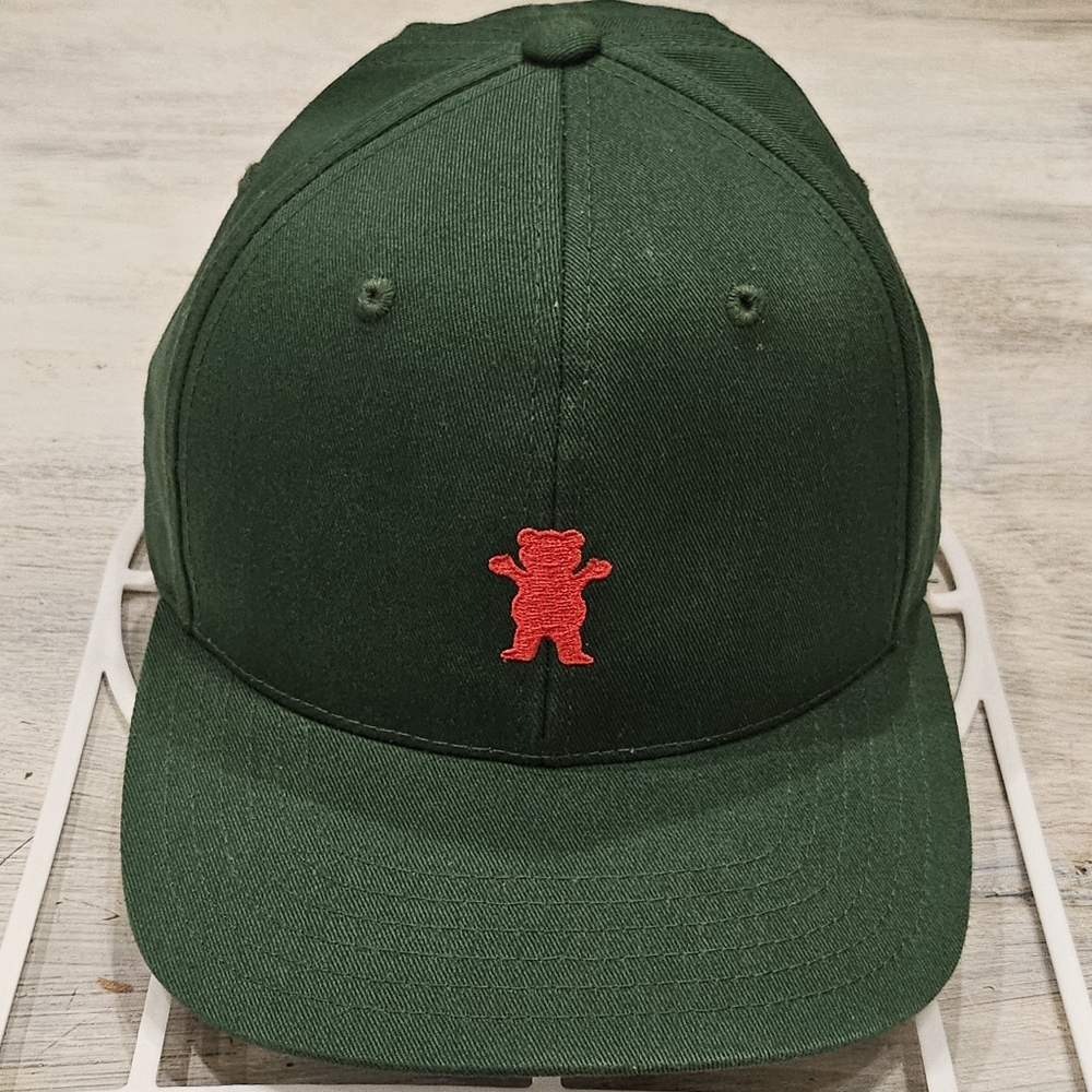 Grizzly Griptape OG Mini Bear Snapback Skate Hat - Green & Red - OSFA